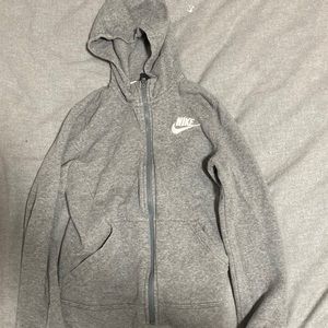 nike. medium grey zip up